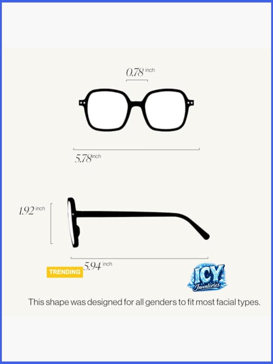 Square Sunglasses with 100% UV Protection, Scratch-Resistant Grey Lenses